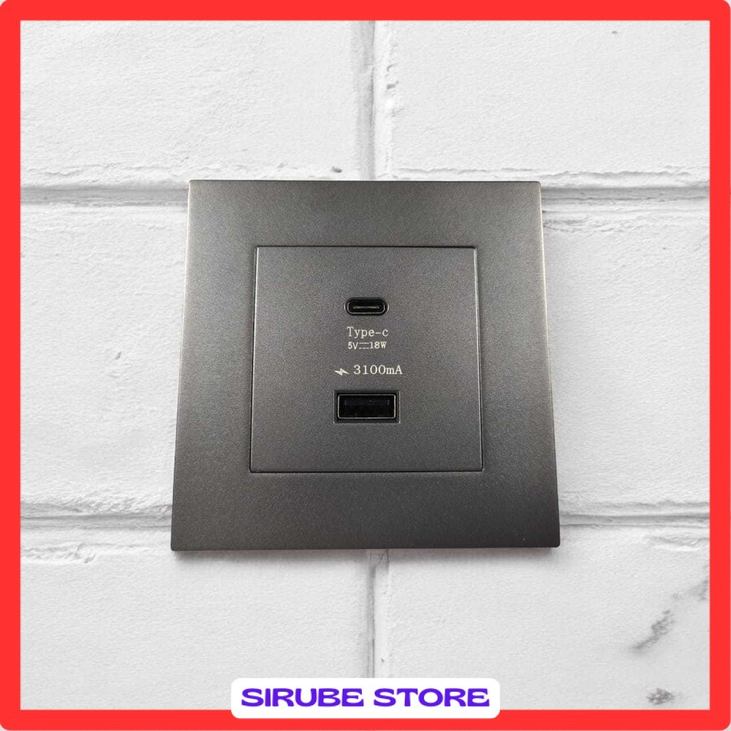Stop Kontak Dinding USB Type C Multi Port Wall Socket 5V/3.1A - E86