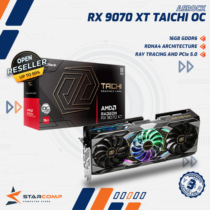 ASRock AMD RADEON RX 9070 XT TAICHI OC 16GB GDDR6 VGA 9070XT