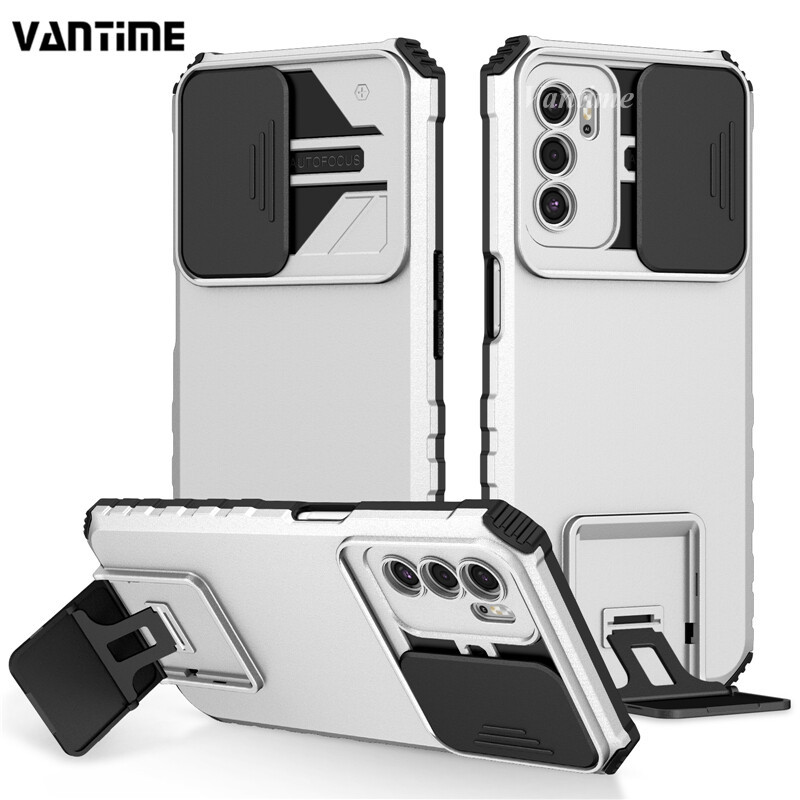 Casing HP OPPO A16 Penutup Kamera Geser Penyangga Kickstand Tahan Guncangan Pelindung Belakang