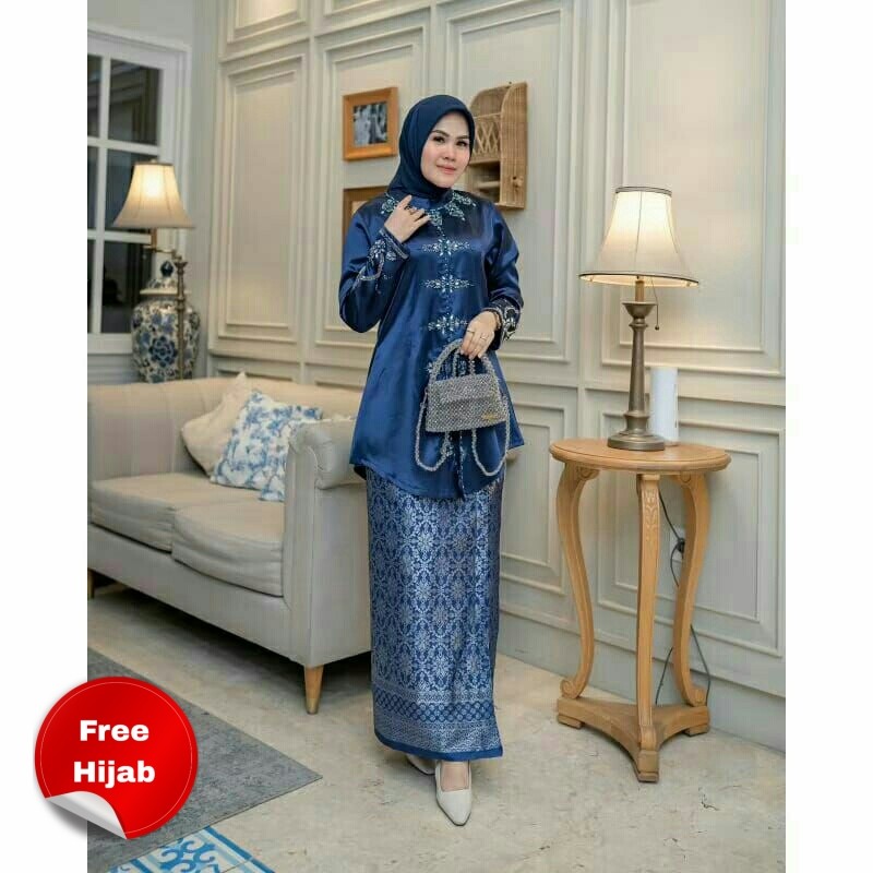 HAURA Stelan Kebaya Kurung Baju Melayu Malaysia Terbaru Kekinian Pesta Seragam Kondangan Ibu Hajat B