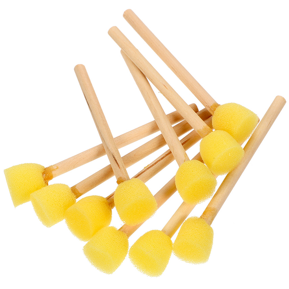 

10 Pcs The Soapery Sponge Brush with Wooden Handle Paint Drawing Tool Coating for Painting Flat Sponges Foam Child