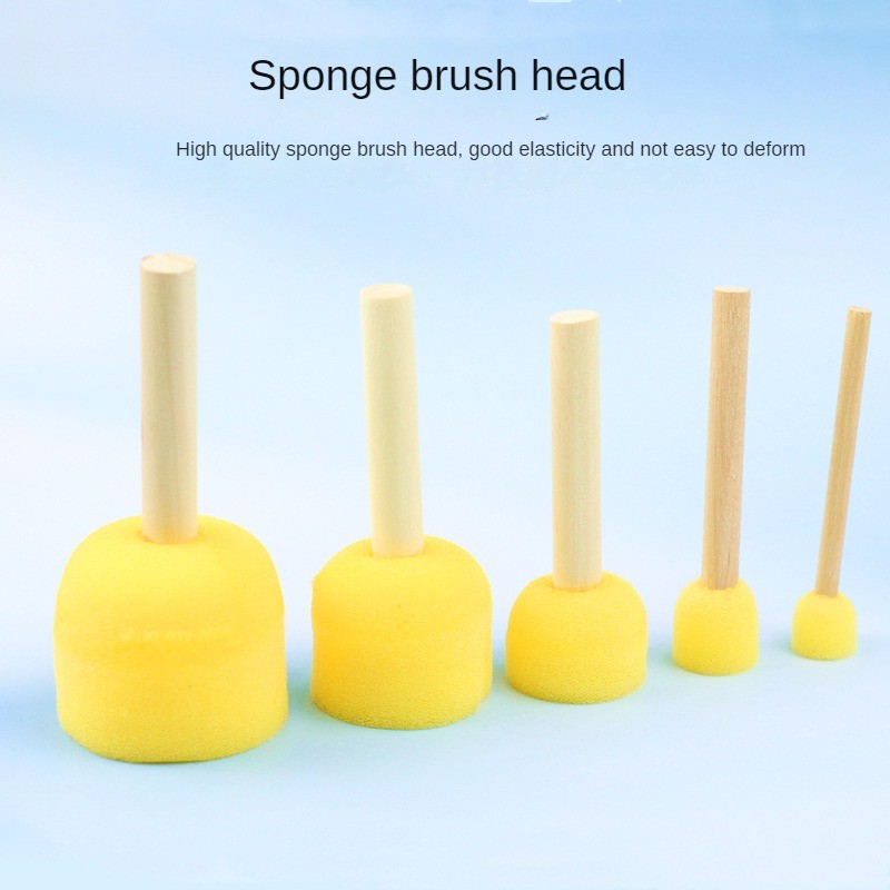 

5Pcs/Set Kid Sponge Paint Brush Wooden Handle Rubbing Graffiti Painting Early Education Seal Toy DIY Children Art Supplies Gifts