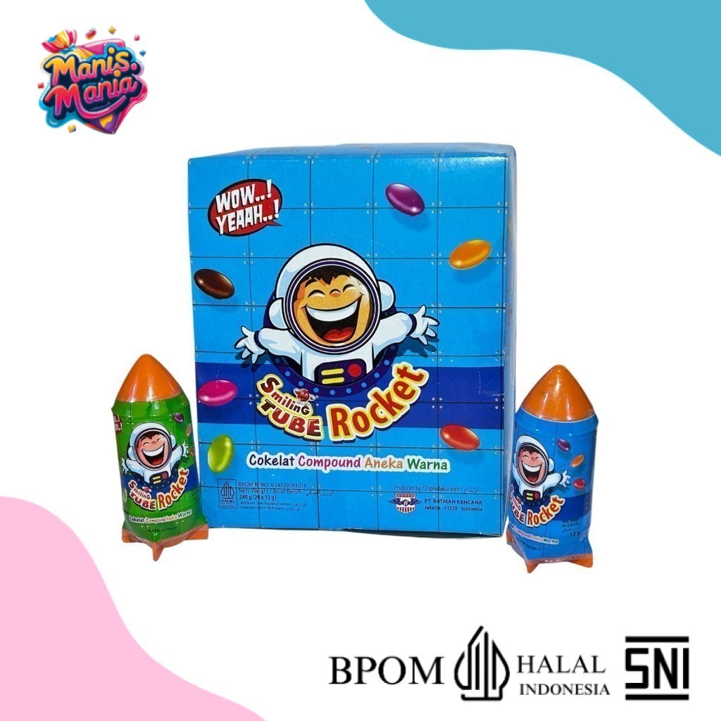 

Manis.Mania HALAL Permen Smiling rocket Candy Smiling rocket Coklat Smiling rocket Candy Permen Anak Candi