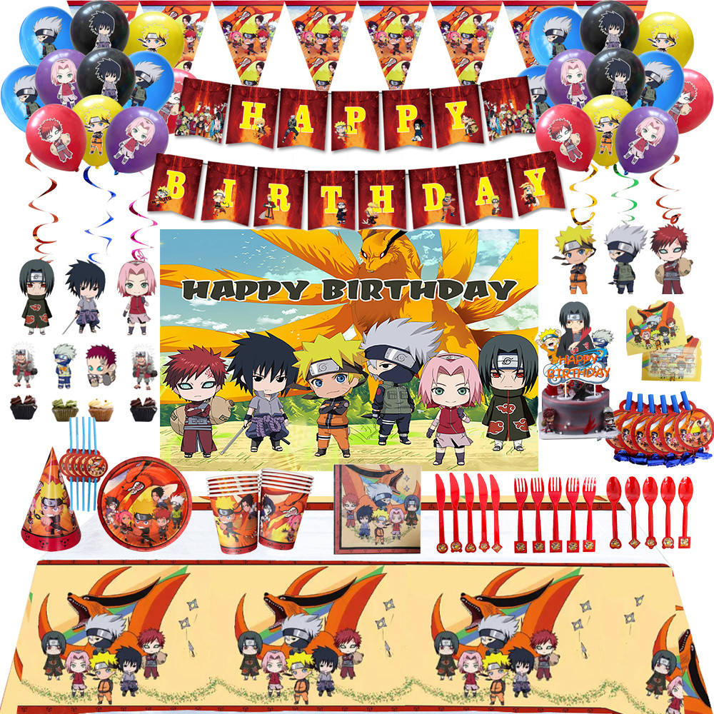 Narutoed& Cartoon Animated Birthday Party Decorate Custom Disposable tableware Banner Hot-blooded An
