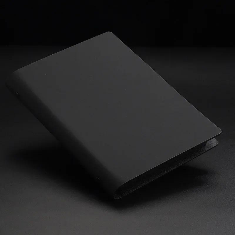 

Black Minimalist A5 Notebook PU Leather Loose Leaf Business Office Writing Hand Account Black Card Paper Inner Page Notepad