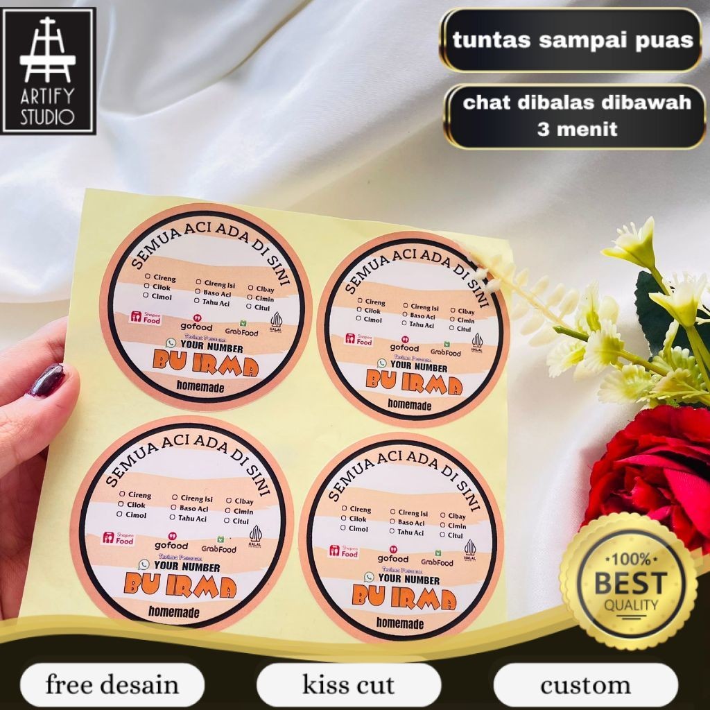

Artify 2-4 Cetak Stiker Label Kemasan Cireng Cilok Cibay Sticker Bulat Free Desain Custom Brand