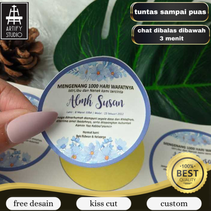 

Artify 9-15 Sticker Label Tahlil Stiker Ucapan Mengenang Wafatnya 40 100 1000 Harinya Uk.Besar