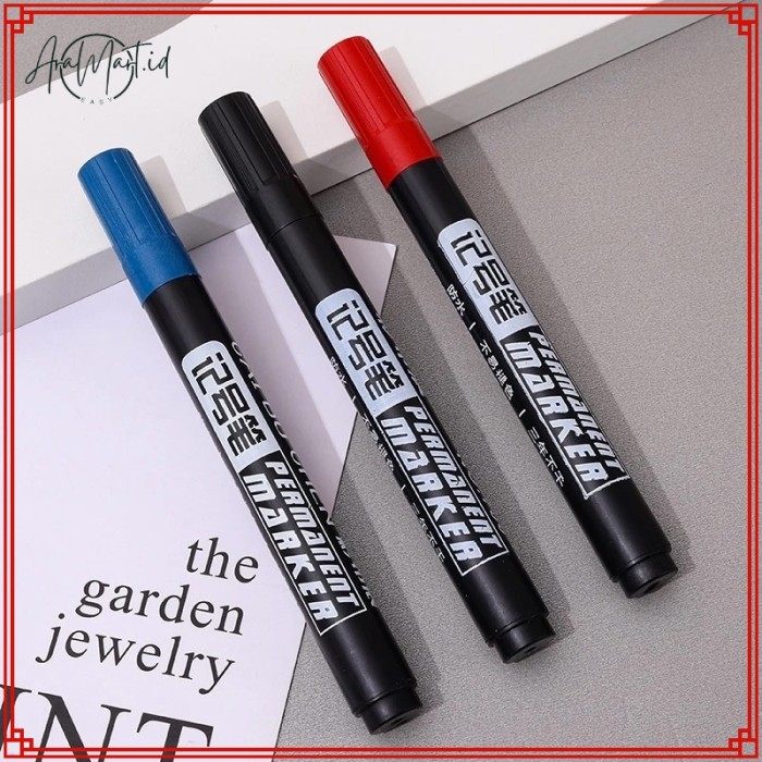 

Spidol Permanent Marker Permanen Tahan Air Alat Tulis Spidol Cepat Kering Tinta Minyak Hitam Biru