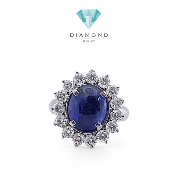 Blue Sapphire Diamond Ring 18K / Diamond Jewelry-2BC2000JJ
