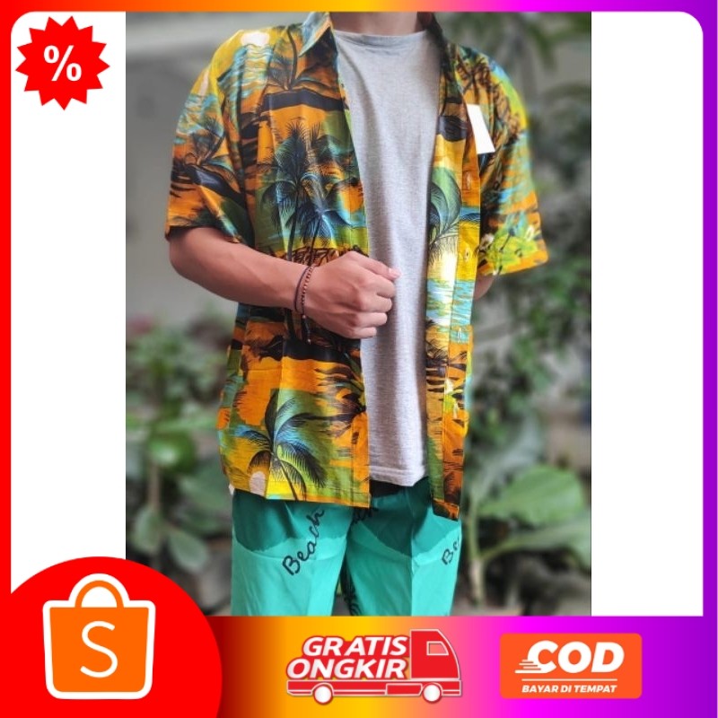 Kemeja pantai - Kemeja pantai pria dan wanita - Kemeja pantai couple - Kemeja pantai pria kekinian -