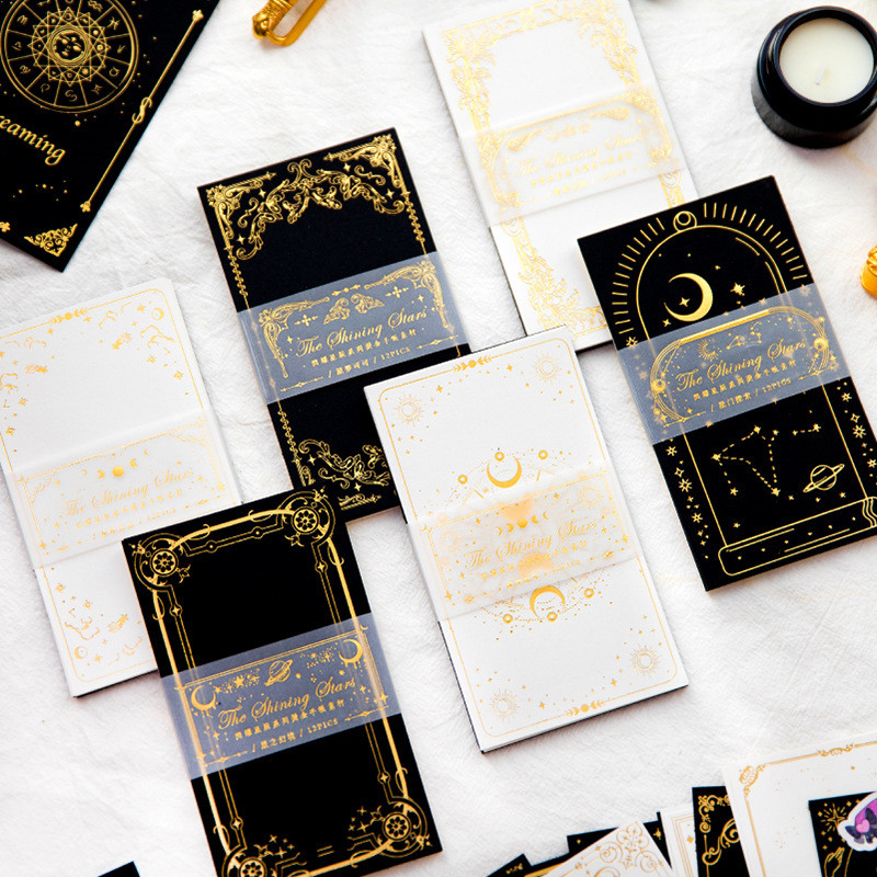 

12pcs/lot Memo Pads Material Paper Sparkling Star Junk Journal Scrapbooking paper Cards Background Decoration Paper stationery