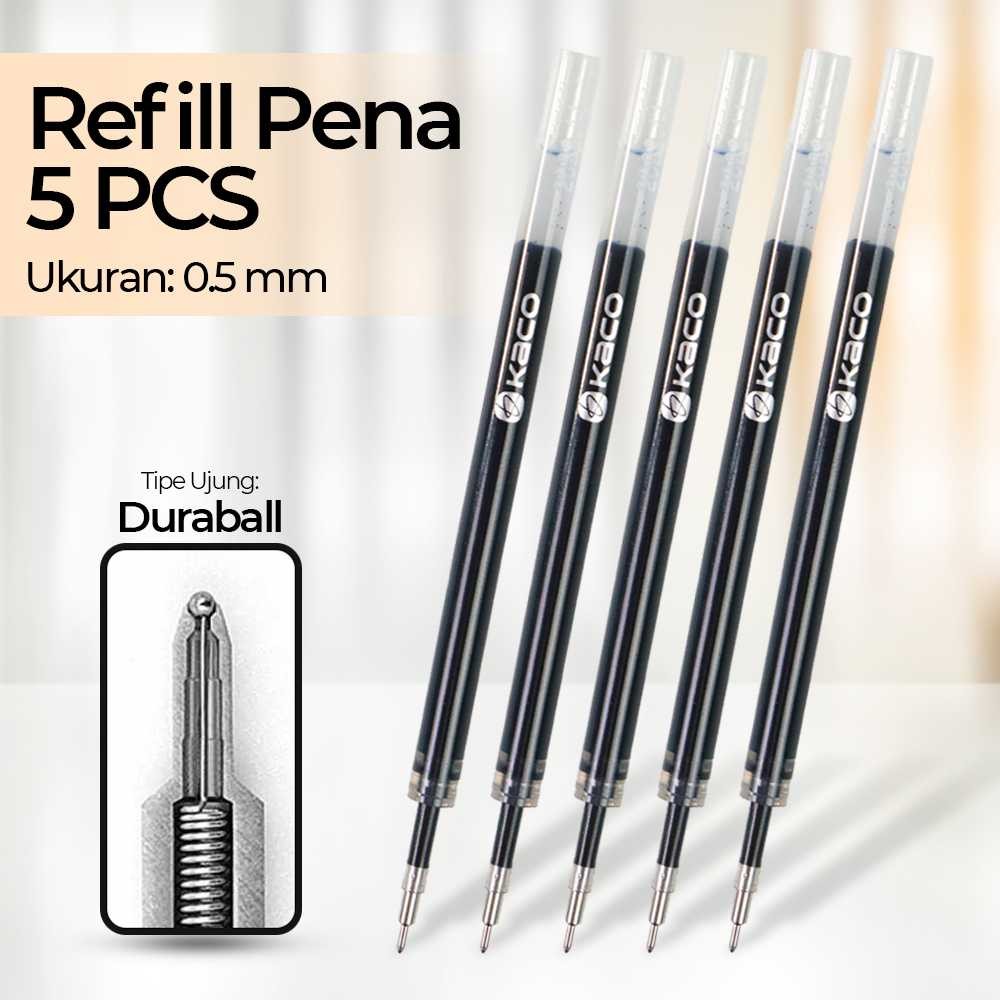 

Kaco Isi Refill Pena Pulpen Gel 0.5mm Tinta Hitam 5PCS for Kaco TURBO - K1618 [TITIKDAYA]