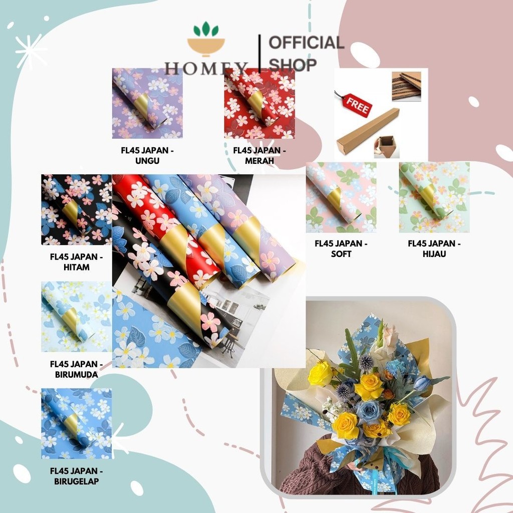

HOMEY - FL45 JAPAN Kertas Bunga Paper Buket Motif Cellophane