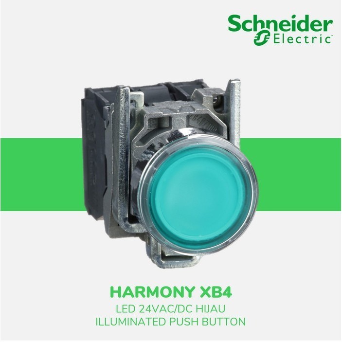 Schneider Electric XB4 illum PushButton LED 24VAC/DC Hijau XB4BW33B5