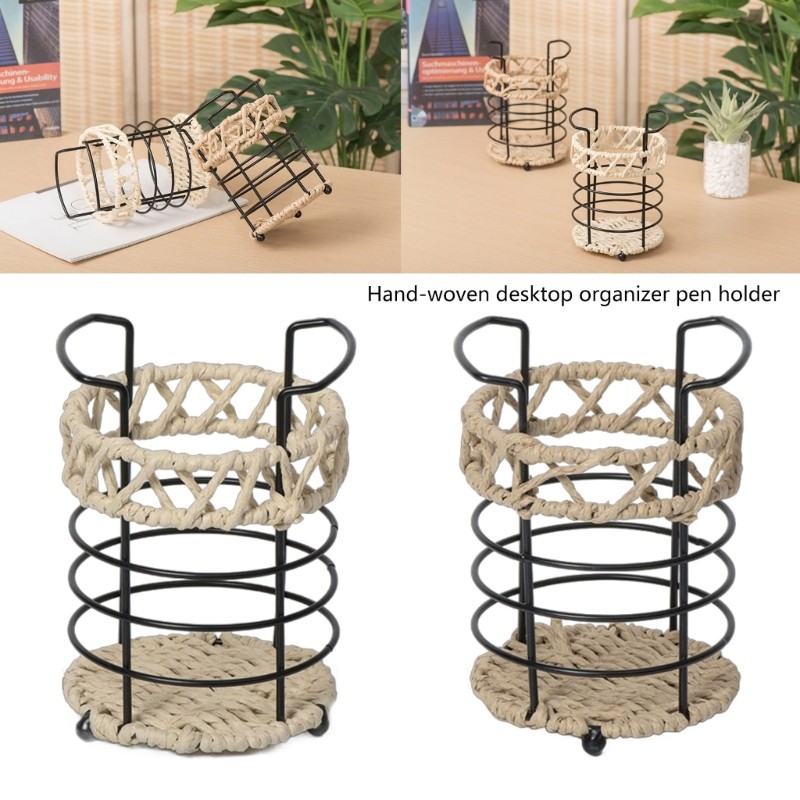 

Metal Pen Holder Decorative Hand Woven Pencil Holder Desk Pen Pencil Organiser for Living Room Office Table Decorations