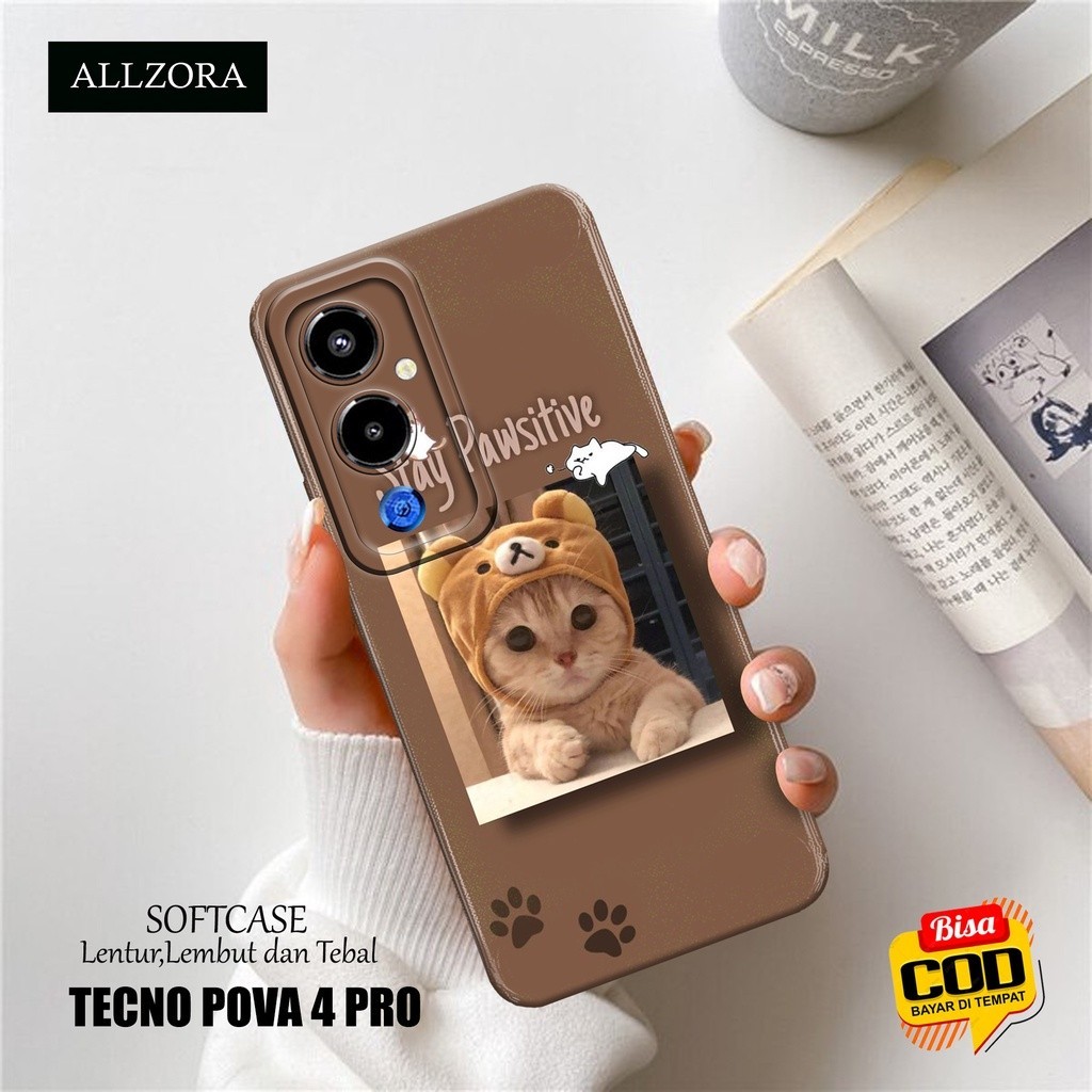 Softcase Hp Tecno Pova 4 Pro Terbaru - Casing Hp Tecno Pova 4 Pro Terbaru - Fashion Case KUCING - Ca