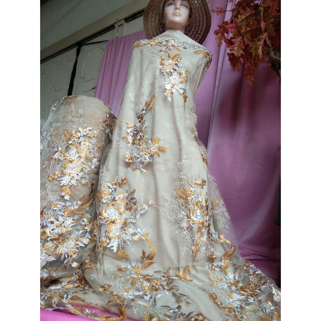 KAIN BRUKAT BRUKAT BORDIR  BAHAN KEBAYA 1 METER