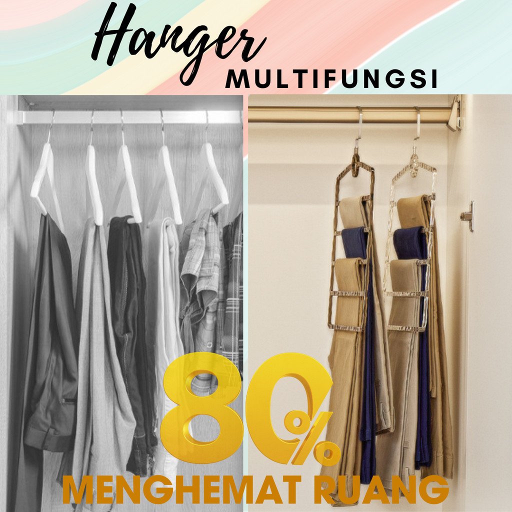 Hanger Serbaguna Gantungan Baju Rak Gantung Susun Hijab Kerudung Celana Aesthetic Plastik Tebal