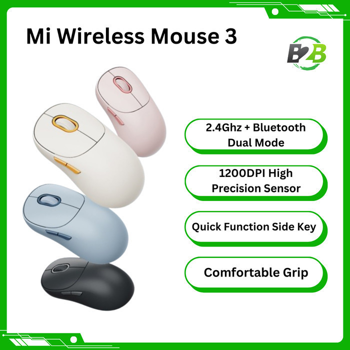 XiaoMi Mouse 3 Dual Mode 2.4Ghz Wireless Bluetooth 1200 DPI Sensor Mouse Wireless Portable