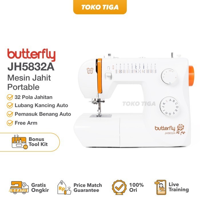 Mesin Jahit BUTTERFLY JH5832A / JH 5832 A (Multifungsi Portable)