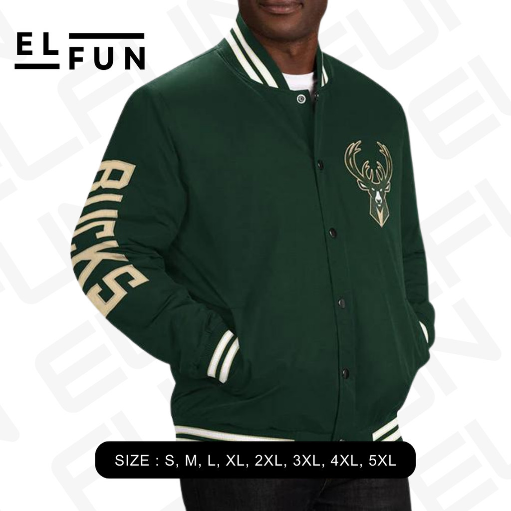 jacket milwaukee buck basketball pria wanita Crop hijau varsity baseball oversize S L M XL XXl XXXL 