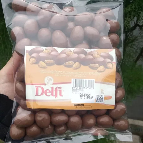 

Delfi Almond Choco Dragees Coklat Kiloan Original Kemasan 500gram 1kg enak bangetttt