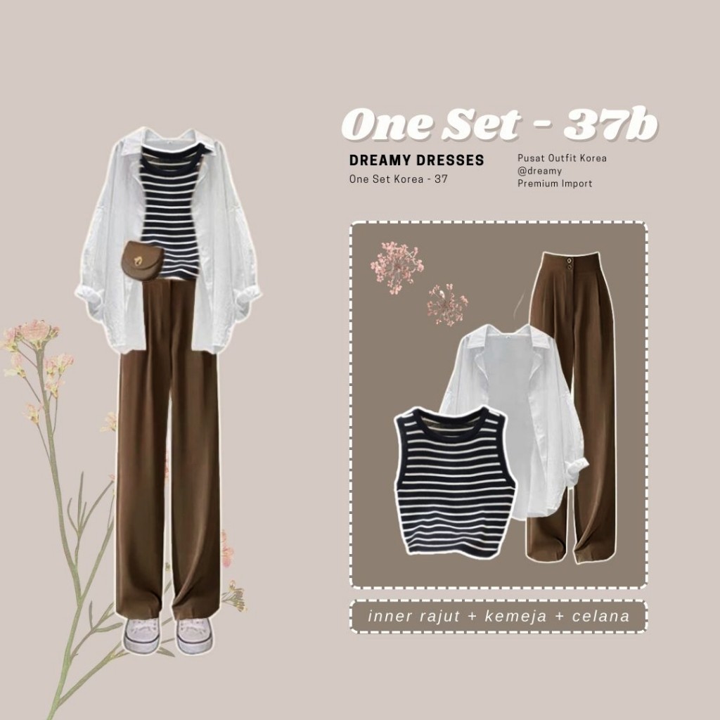 one set bangkok style 3in1 One Set Korean Style, Outfit Korea, Outfit Wanita, Ullzang // Outfit Cewe
