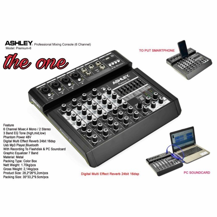mixer audio ashley premium 6 / premium6 usb bluetooth original