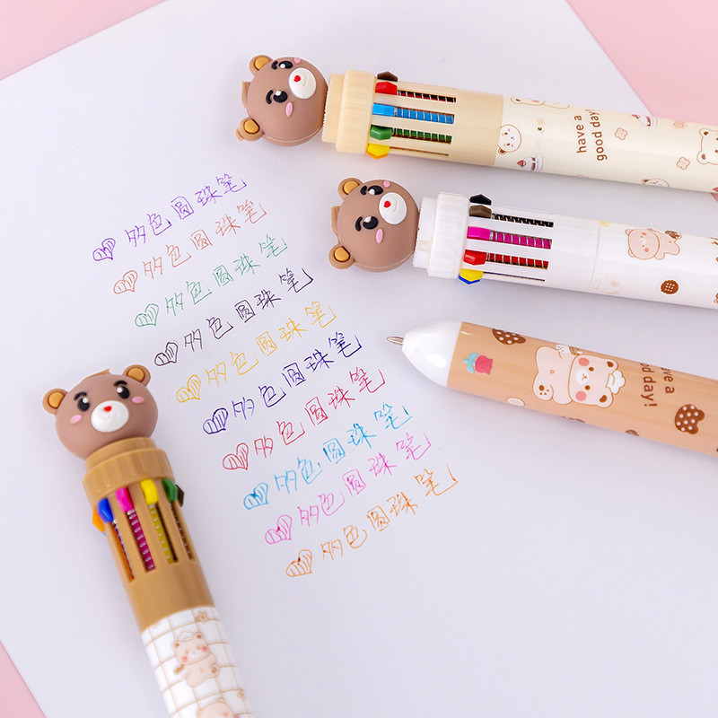 

✨AWC✨ 1 LUSIN PULPEN KARAKTER TEDDY BEAR10 WARNA / PULPEN WARNA WARNI