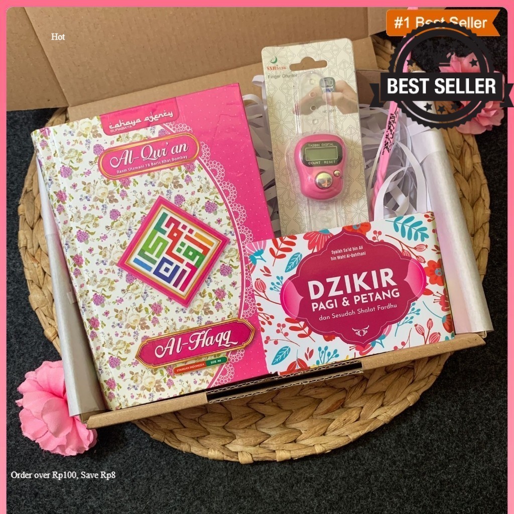 Hampers / Gift Box / Hadiah / Kado Al Quran A6 dan Tasbih Digital Muslim/ Muslimah Murah Ulang Tahun