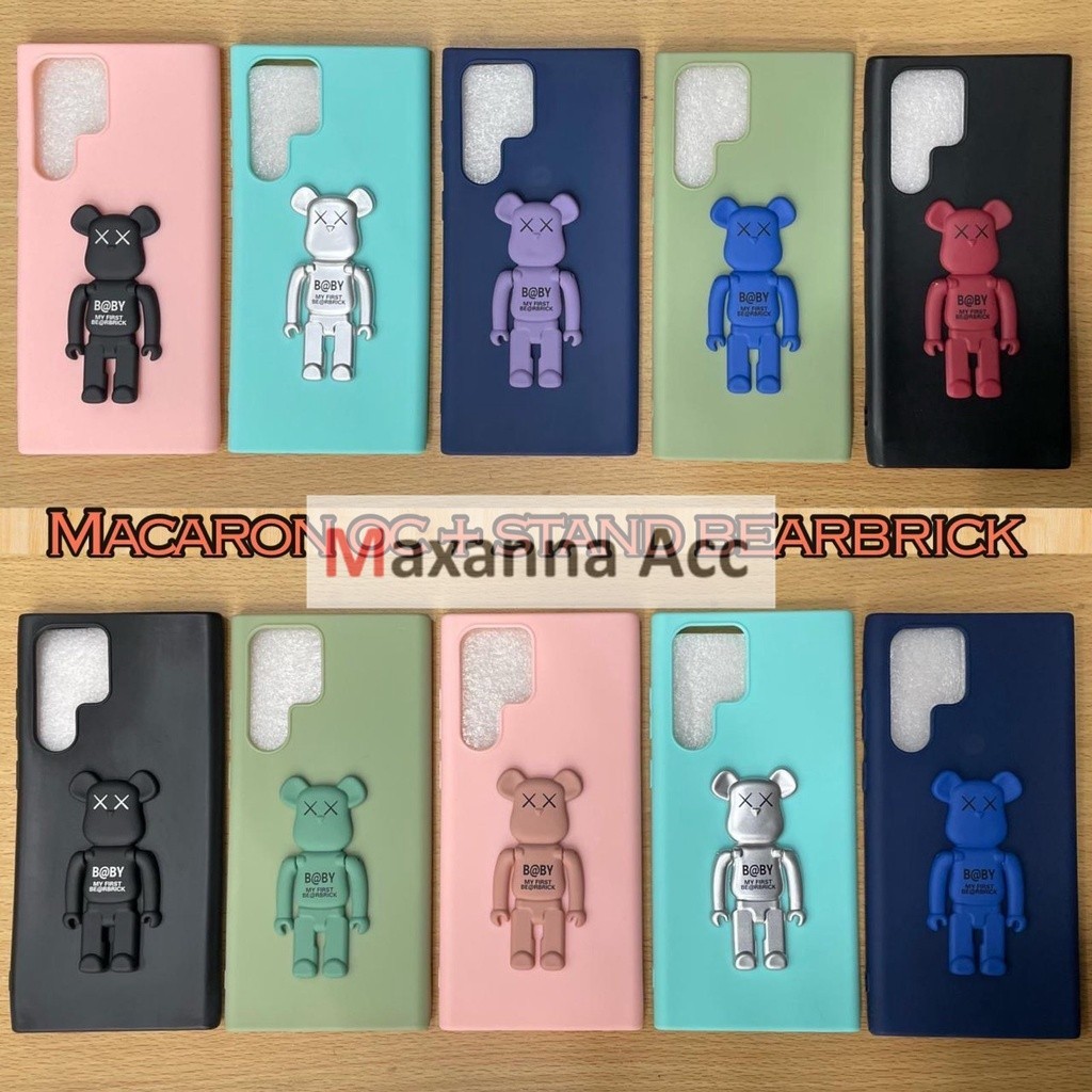 [MAXANNA] Case Candy Macaron OC + Stand Bear Brick Boneka Softcase Candy Colour Macaron For { Vivo Y