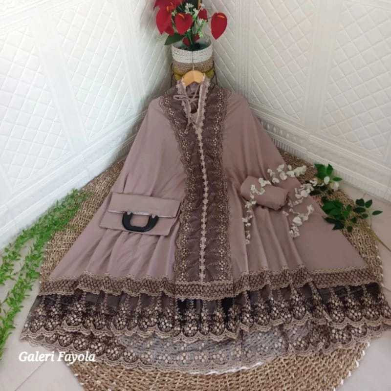 Mukena Dewasa Princes fayola Premium Renda tile Mewah jumbo Mukena Mewah Elegan Full Bordir import M