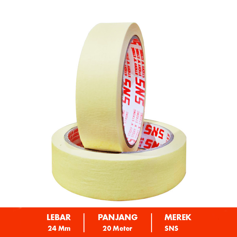 

☆..☆ MASKING TAPE / LAKBAN KERTAS 1 inch ( 24 MM x 20 METER ) SNS STICKY N STRONG