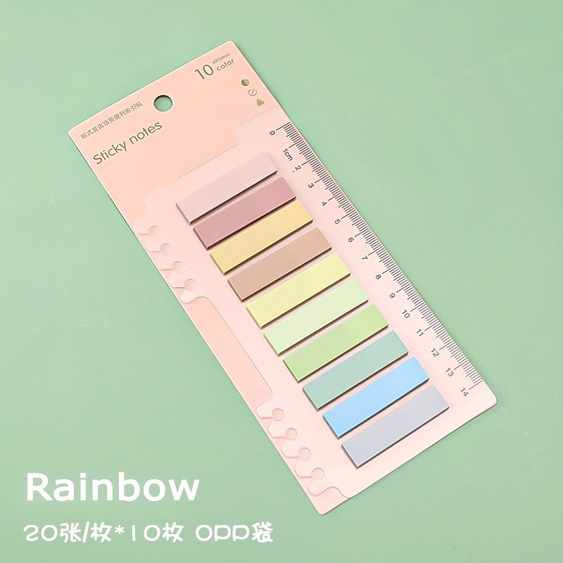 

200 Lembar Sticky Note 10 Warna Dengan Penggaris Memo Tempel Stick Marker Label Sticky Notes Kertas Memo Alat Tulis Sticky Notes Aesthetic Sticky Notes Lucu 10 Color With Ruler Sticky Notes 20 Cm x 9 Cm
