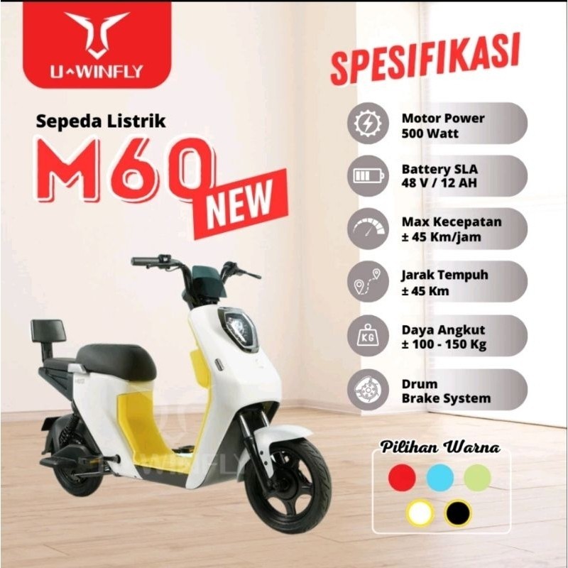 2.2 Promo Cuci Gudang Sepeda listrik uwinfly new m60 bergaransi resmi