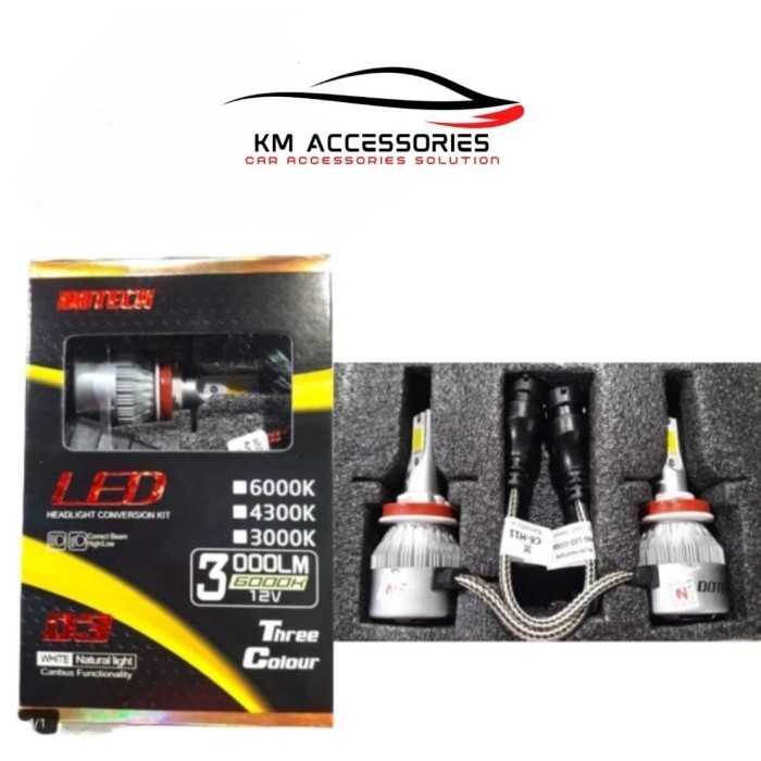 Bohlam Lampu Mobil Lampu Led DOTECH 3 Warna D3 H11 HB4 HB3 2pcs - H11