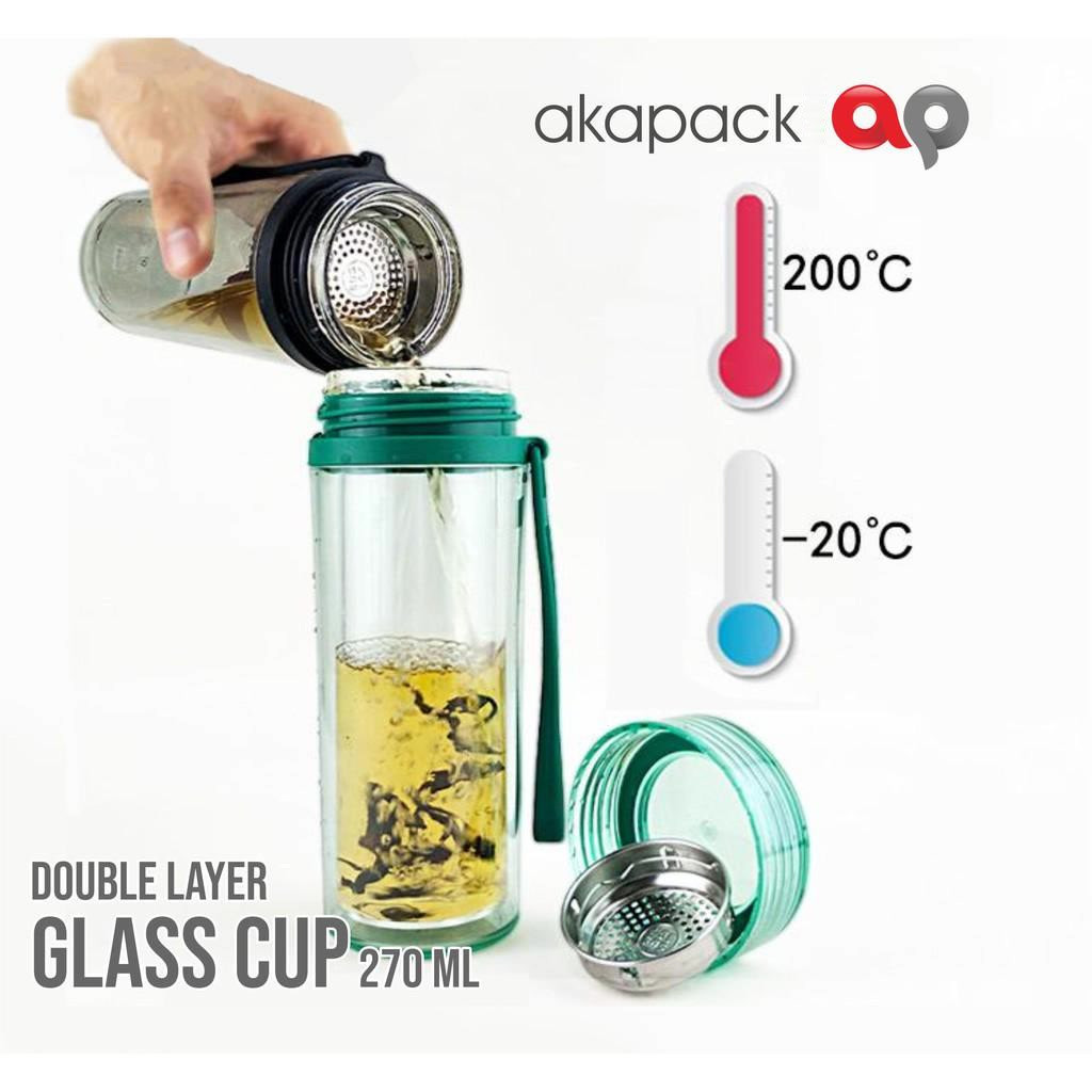 HIGH TEMP GLASS BOTTLE DOUBLE WALL 270ML HEAT INSULATION TECH
