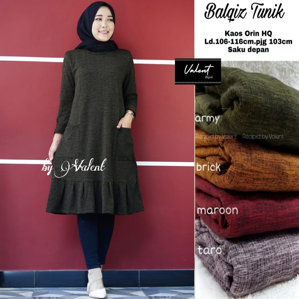 BHL - ATASAN TUNIK IMPORT Jumbo Besar Premium Bahan Orion Balqis by Valent Hijab Fashion Solo