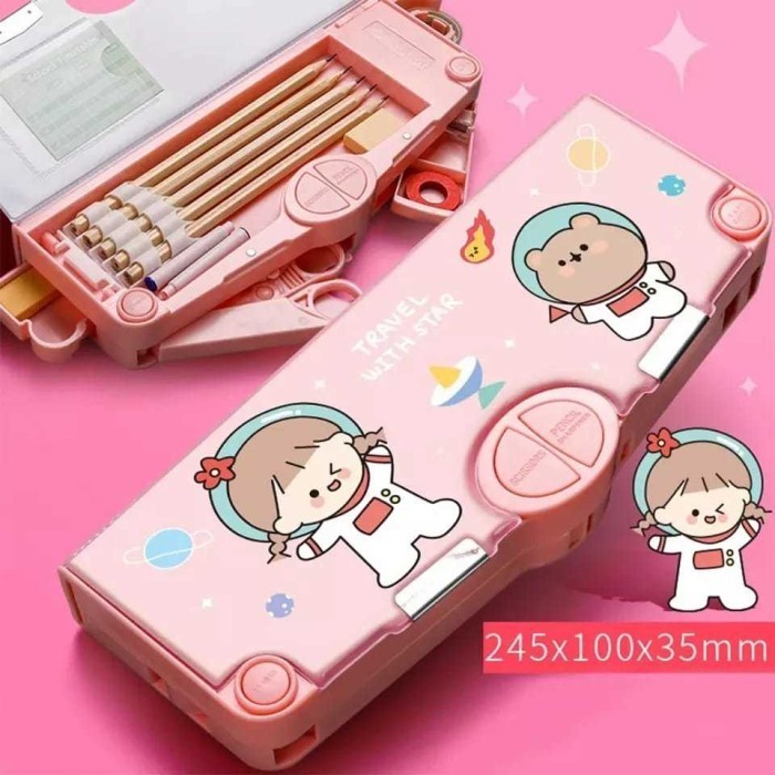 

Kotak Pensil Multifungsi Motif Kartun Tempat Pensil Serbaguna - K001 Pink Girl