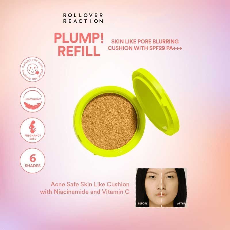 Rollover Reaction PLUMP Refill Skin Like Acne-Safe Cushion SPF 29PA+++  001 Buttermilk | 15 g