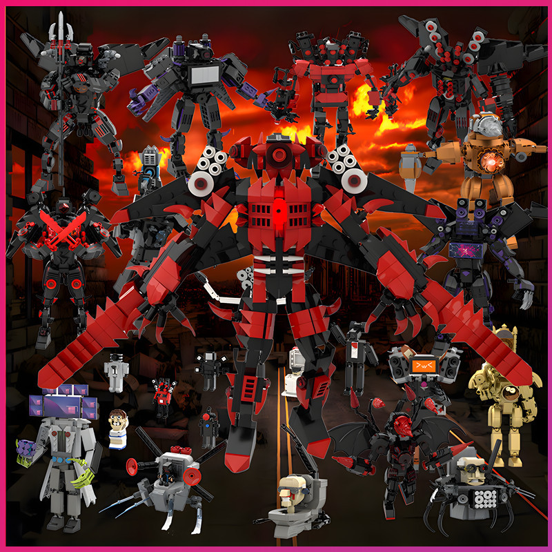 JY77W Upgrade【Ready Stock COD】Moc Skibidi Toilet Titan King Monitor Model Building Blocks Mainan LEG