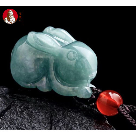 [Dengan sertiflkat  identiflkasi] Natural Giok batu giok, kelinci giok air biru, liontin giok kelinc