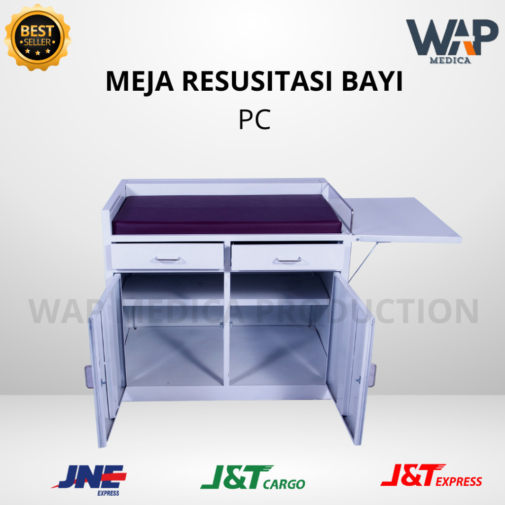 MEJA RESUSTASI BAYI, PLUS LAMPU PERIKSA BAYI