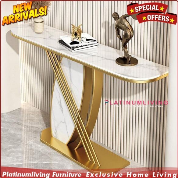 meja konsul  console table stainless gold hairline mix marble luxury