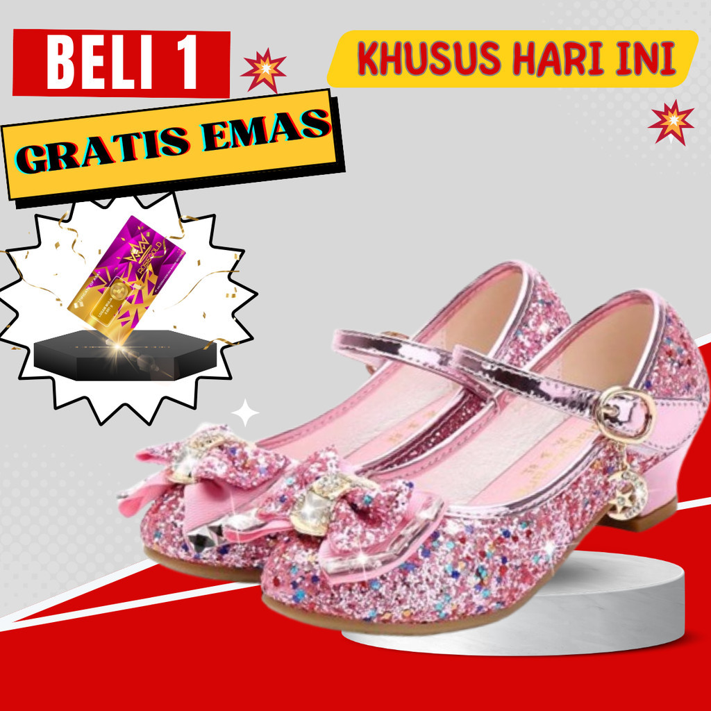 Sepatu Pesta Anak Perempuan Putri Sandal Anak-anak Hak Tinggi Warna-warni Sandal Anak Ujung Terbuka