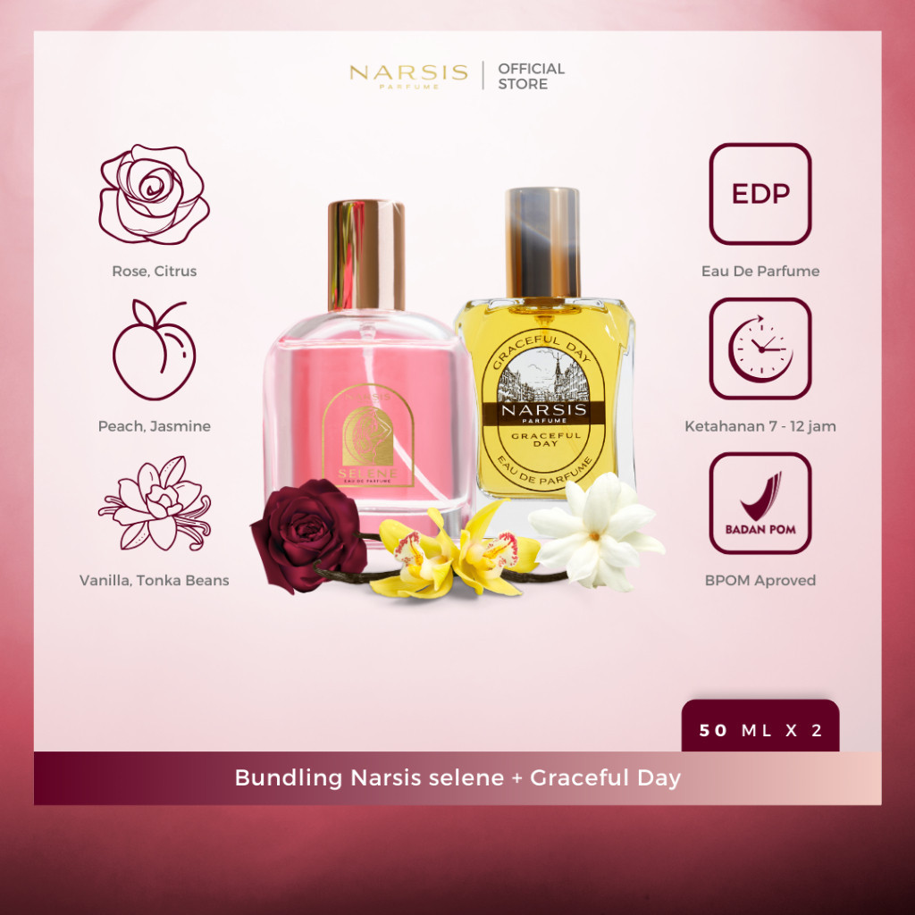 [BUNDLING PACKAGE] Paket 2pcs Parfum Pria Wanita Tahan Lama ( Parfume NARSIS Selene Eau de Parfume +