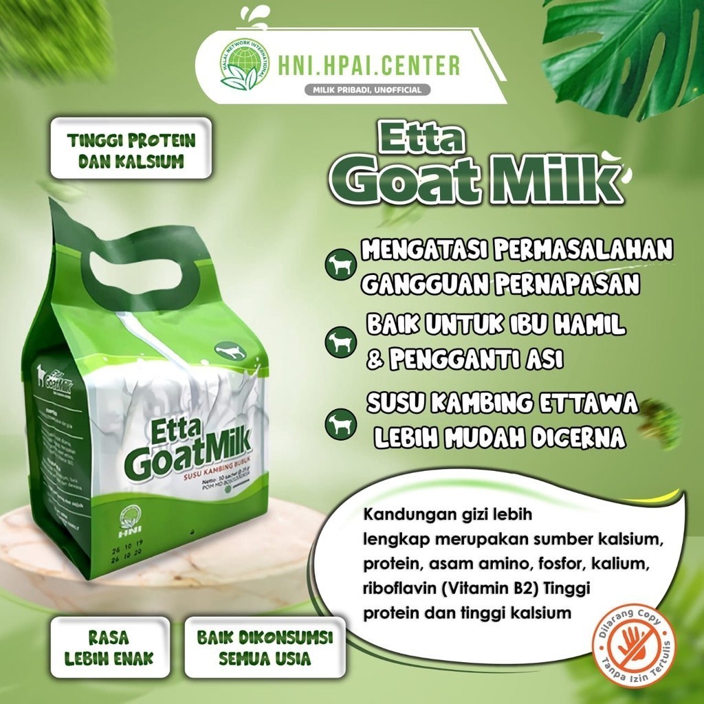 

c ETTA GOAT MILK SUSU KAMBING BUBUK HNI HPAI - SUSU kambing ettawa bubuk HNI - MEnjaga daya tahan tubuh