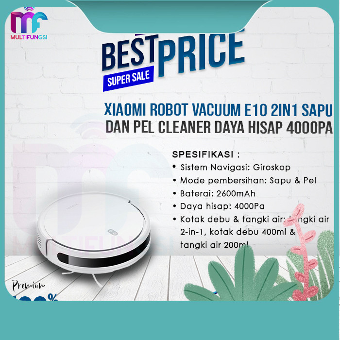 Xiaomi Robot Vacuum E10 2in1 Sapu dan Pel Cleaner Daya Hisap 4000pa