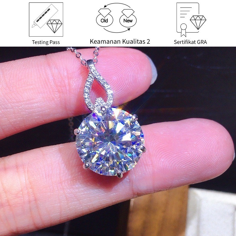 SikRoad Ladies Necklace Kalung Moissanite Bundar PT950