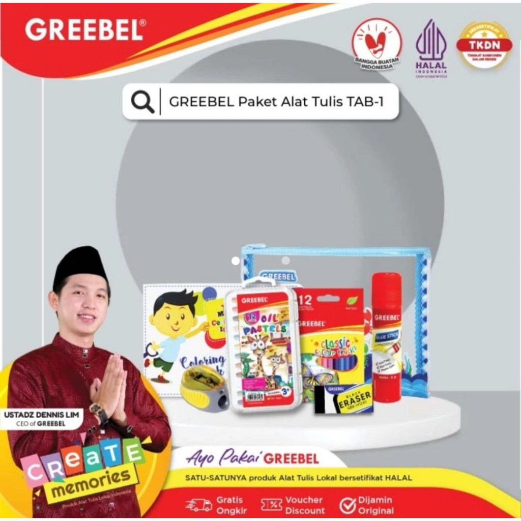 

[PROMO MURAH] GREEBEL Paket Alat Tulis TAB-1 /Stationary/Stationery Set alat tulis ATK krayon pensil warna pen penghapus anak